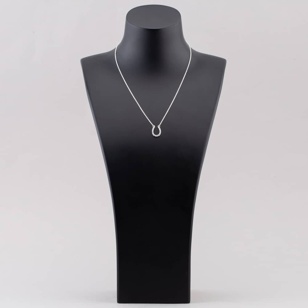 Sterling Silver Cubic Zirconia Pave Horseshoe Necklace N4318