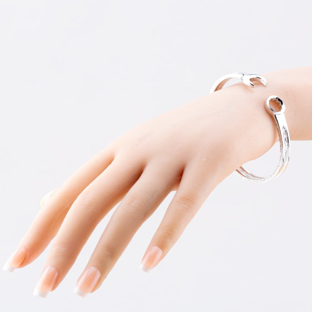 Sterling Silver Medium Spanner Torque Bangle S8031