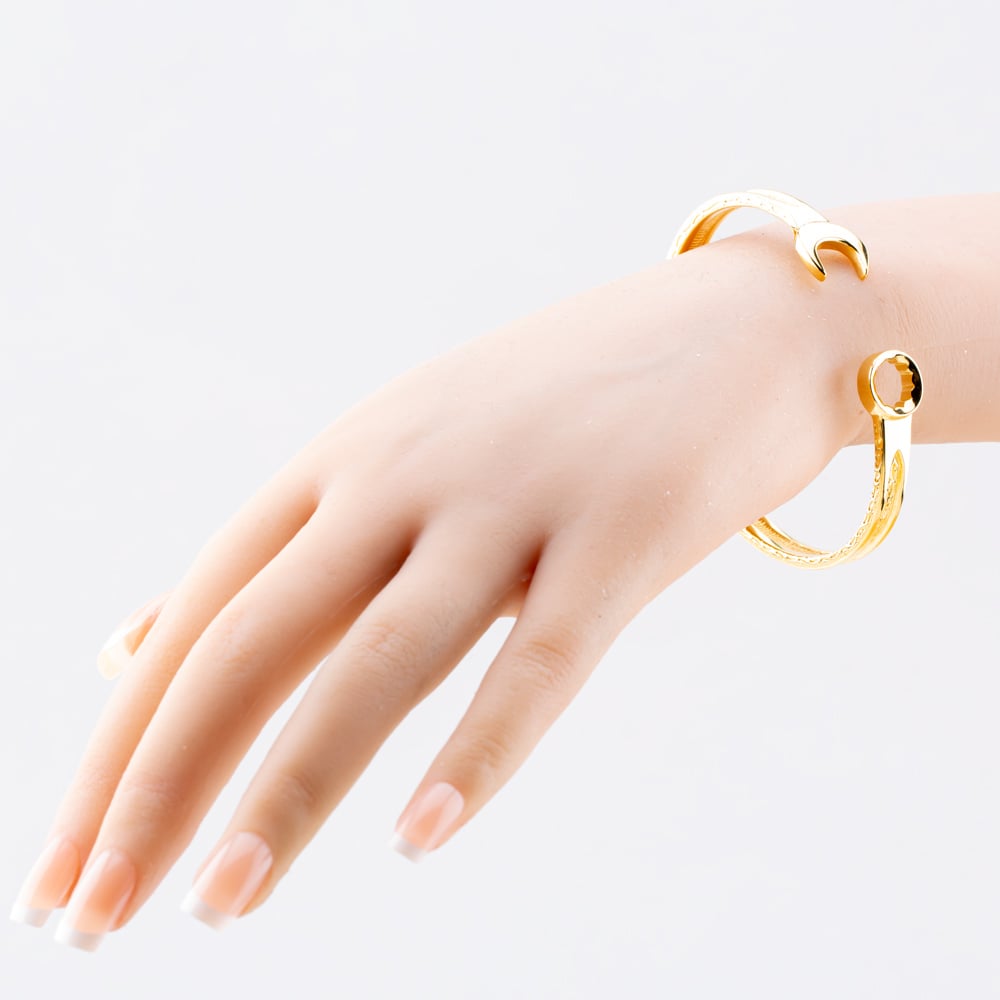 Gold Plated Medium Spanner Torque Bangle S8031Y