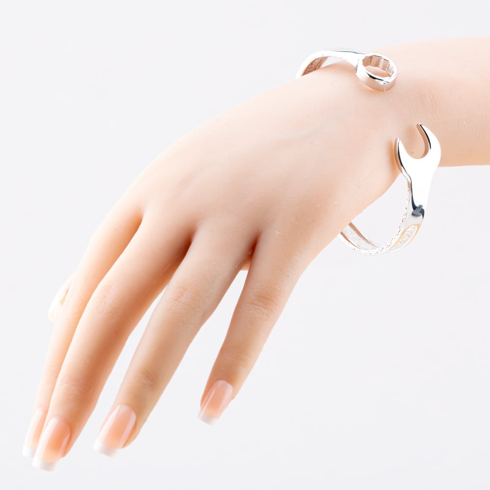 Sterling Silver Large Spanner Torque Bangle S8032