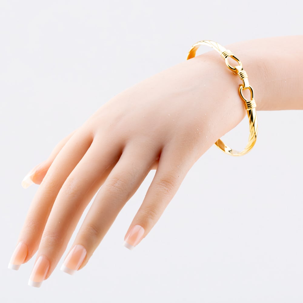 Gold Plated Medium Solid Hook Bangle S8033Y