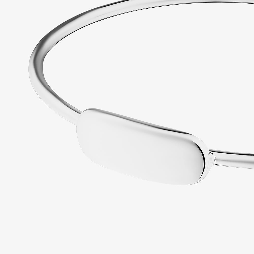 Fashionista Silver Silver Engravable ID Bar Torque Bangle 60mmCuffC