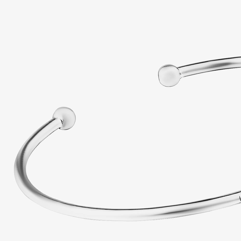 Fashionista Silver Silver Engravable ID Bar Torque Bangle 60mmCuffC