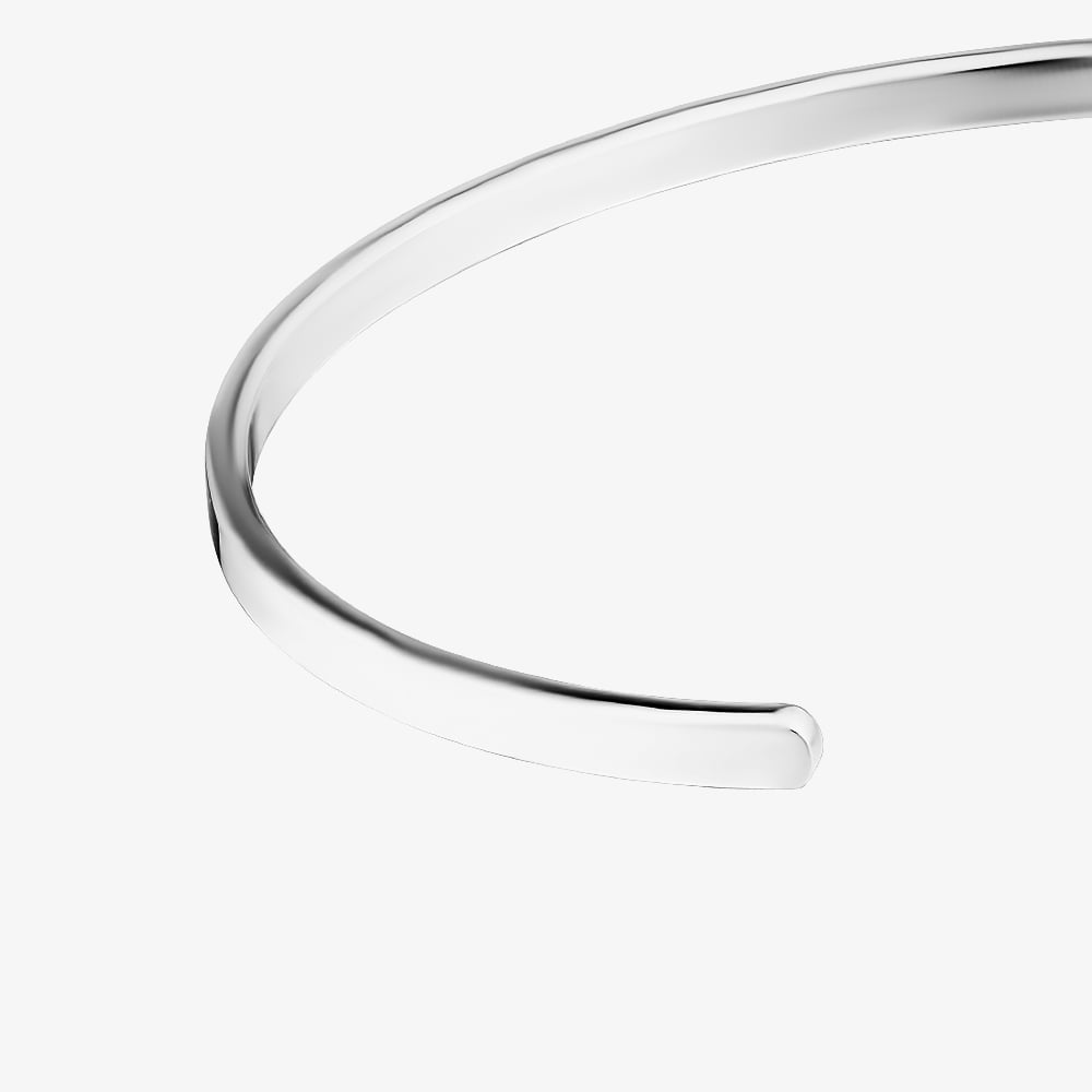 Fashionista Silver Silver Plain Flat Engraveable Bangle 3*60mmCuff C