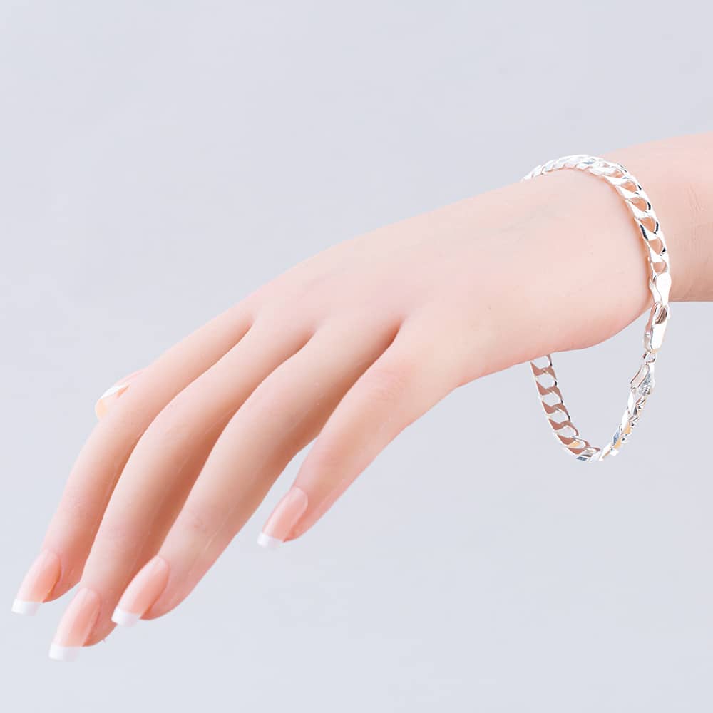 Sterling Silver Flat Square Curb Bracelet 20cm 8.23.4453