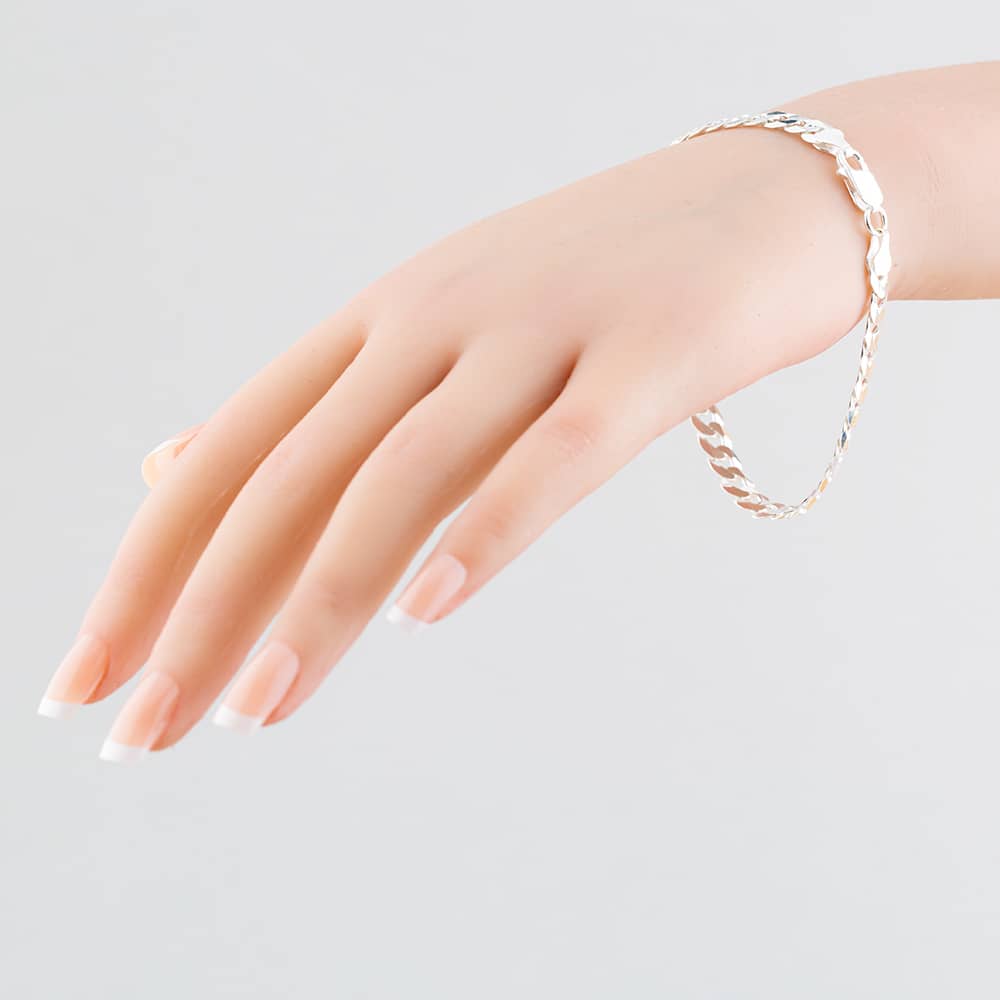 Silver 8.5 Inch Flat Curb Chain Bracelet SBUF-680-AG-8.5