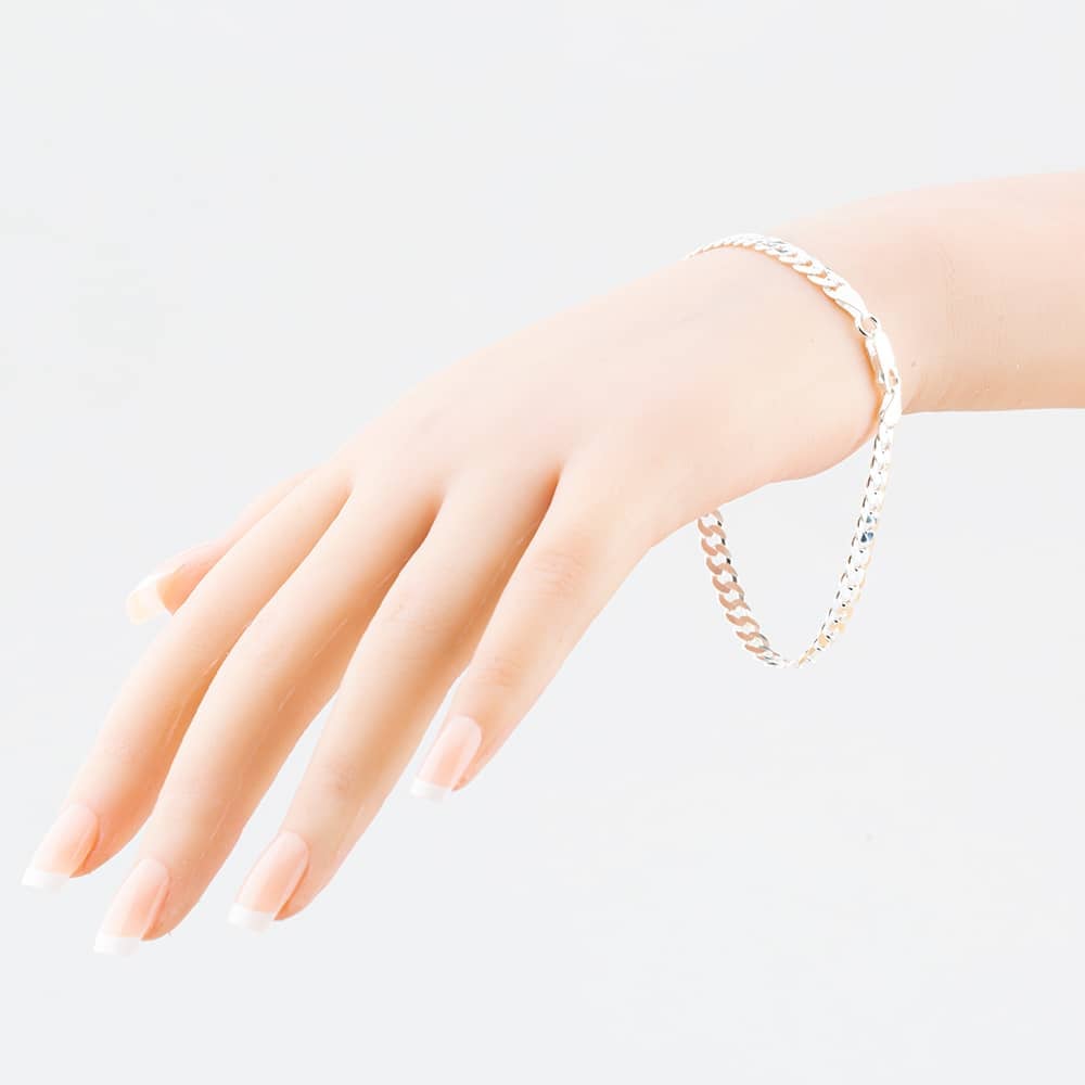 Sterling Silver 8.5 Inch Round Curb Chain Bracelet SBUF-510-AG-8.5