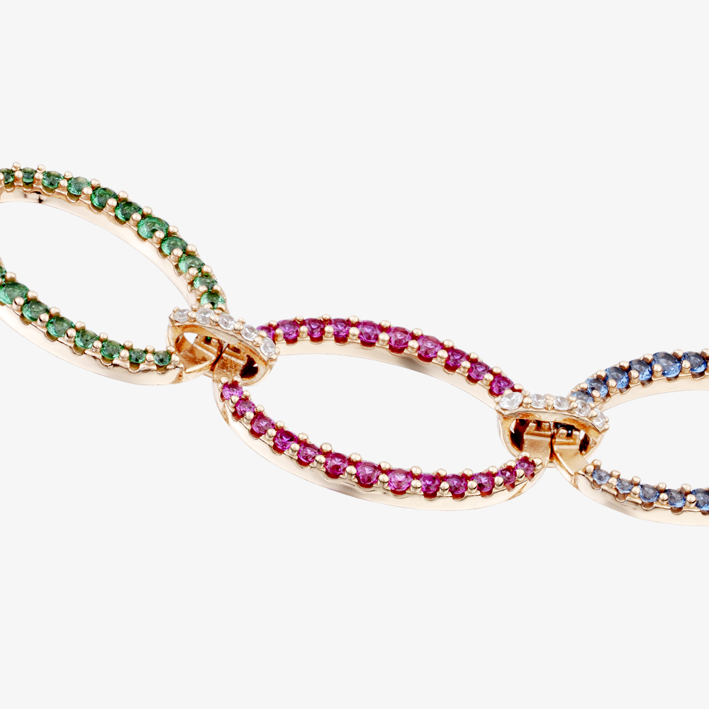 Fashionista Gold Rose Gold Tone Plated Sterling Silver Cubic Zirconia Triple Oval Bracelet AB3562Z-ENN-BSNN-RSY/P