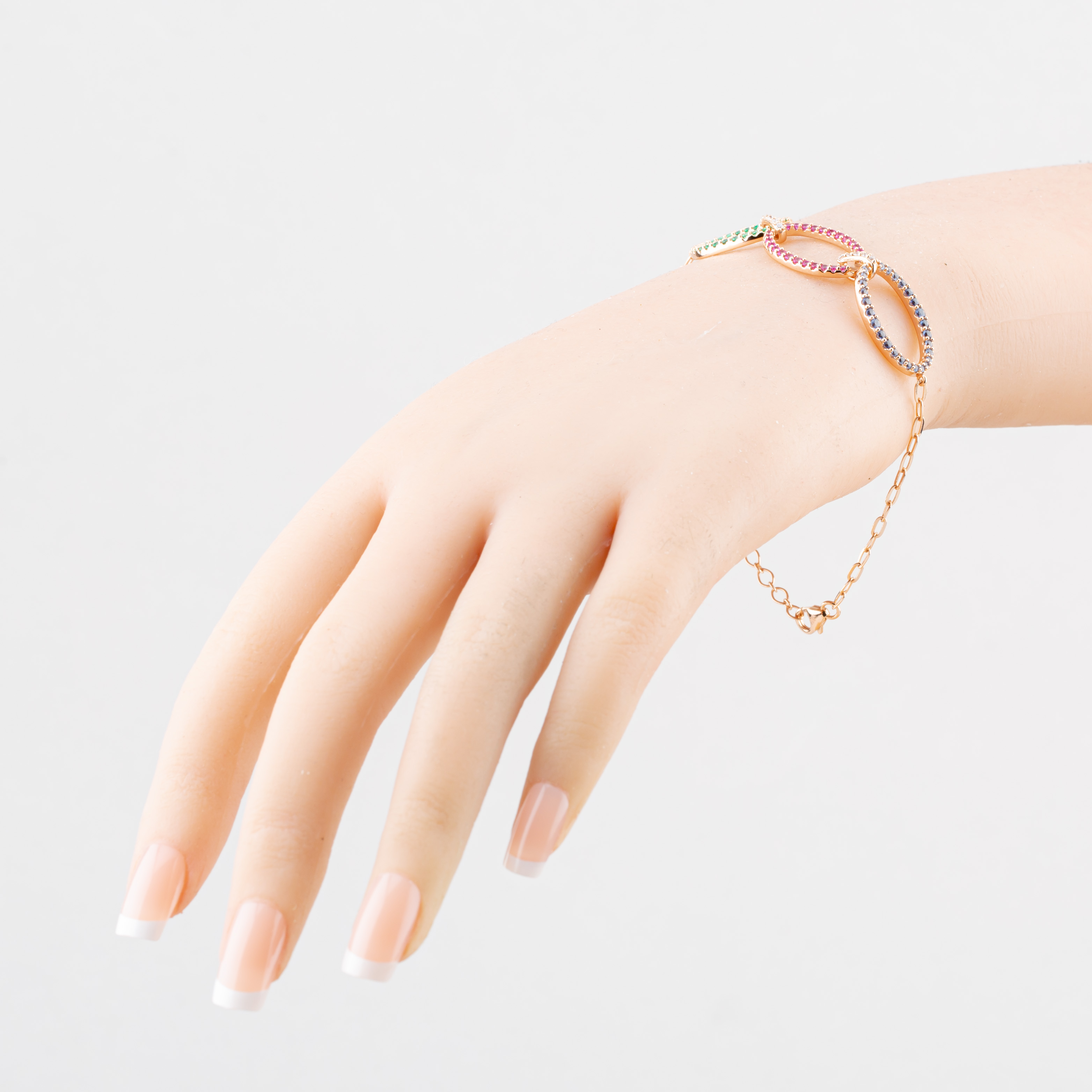 Fashionista Gold Rose Gold Tone Plated Sterling Silver Cubic Zirconia Triple Oval Bracelet AB3562Z-ENN-BSNN-RSY/P