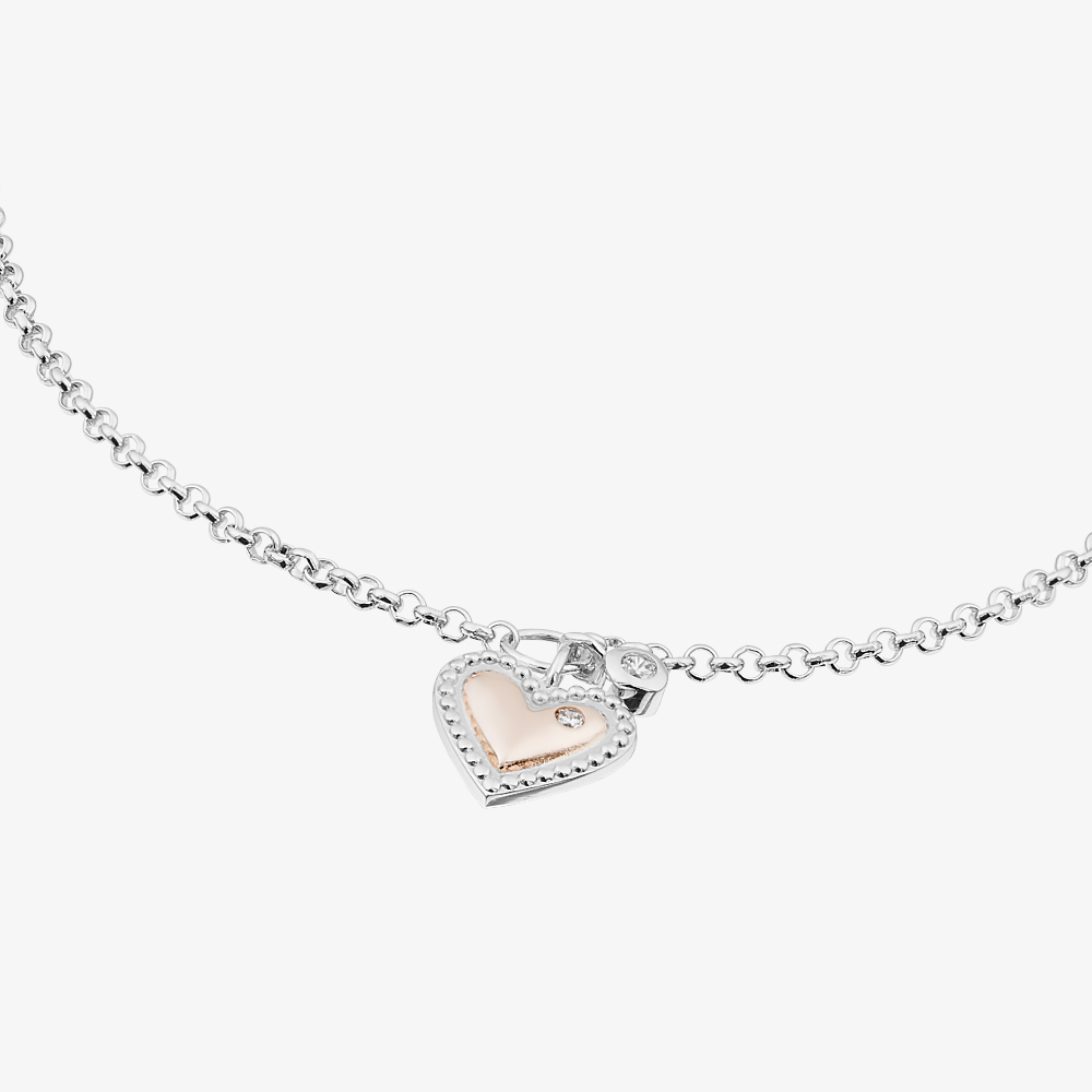 Fashionista Gold Rose Gold Tone Plated Sterling Silver Heart Bracelet AB4337Z/PR