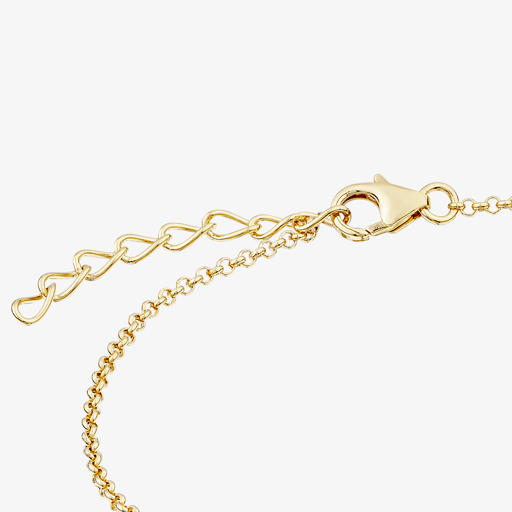 Yellow Gold Tone Plated Sterling Silver Cubic Zirconia Textured Disc Bracelet AB4185Z/G