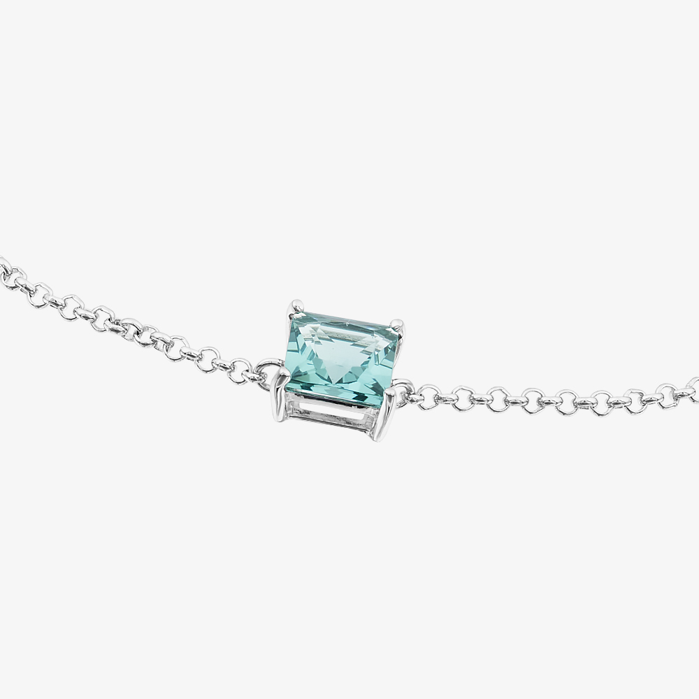 Fashionista Silver Sterling Silver Square Cut Teal Cubic Zirconia Bracelet AB4253TMNN-A75/R