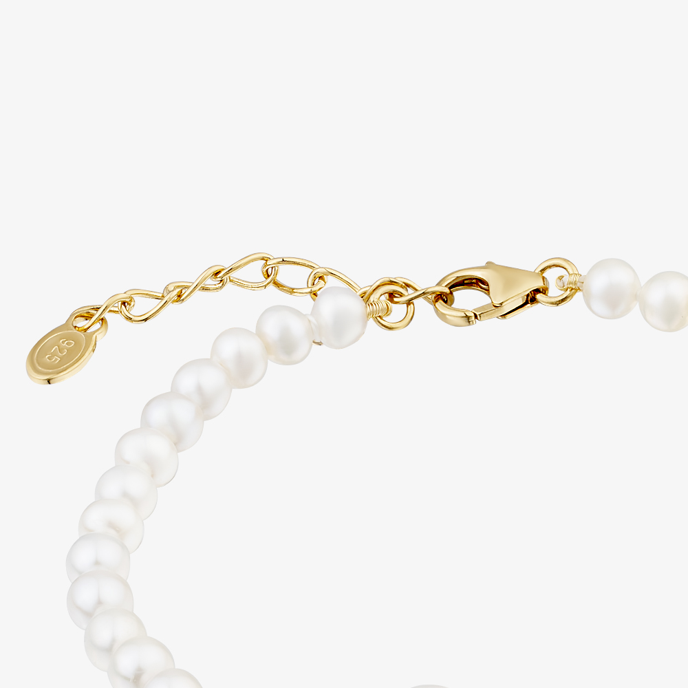 Yellow Gold Tone Plated Sterling Silver Freshwater Pearl Bracelet AB3135WFM/G