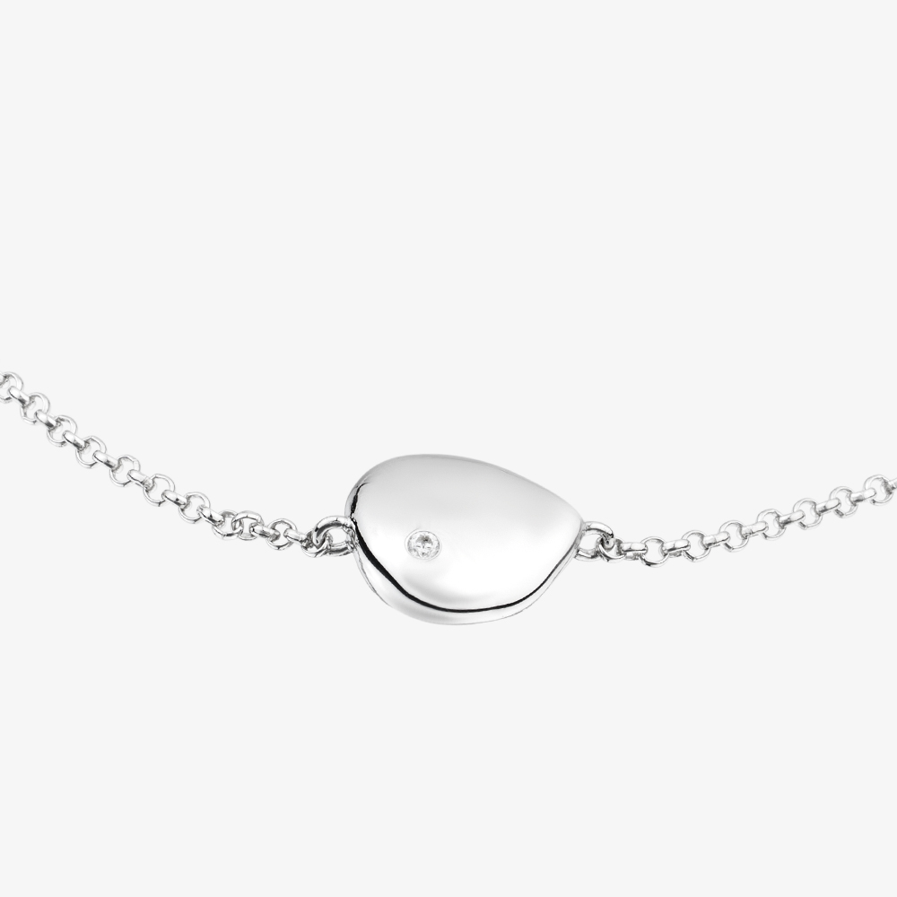 Fashionista Silver Sterling Silver Cubic Zirconia Engravable Disc Bracelet AB4202Z/R
