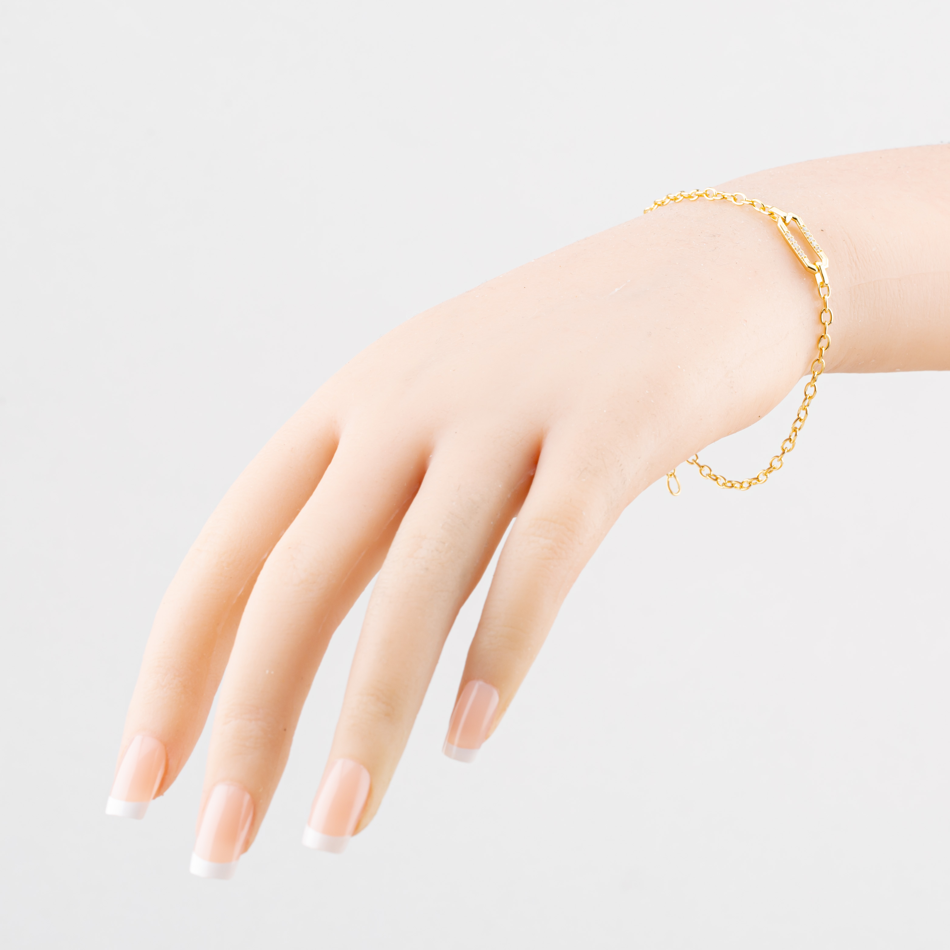 Yellow Gold Tone Plated Sterling Silver Cubic Zirconia Octagon Link Bracelet AB4215Z/G