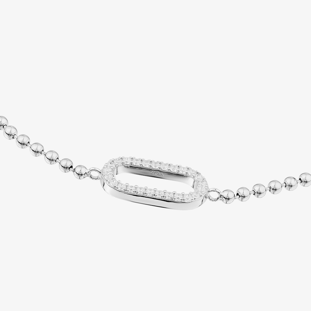 Fashionista Silver Sterling Silver Cubic Zirconia Oval Link Bracelet AB4098Z/R