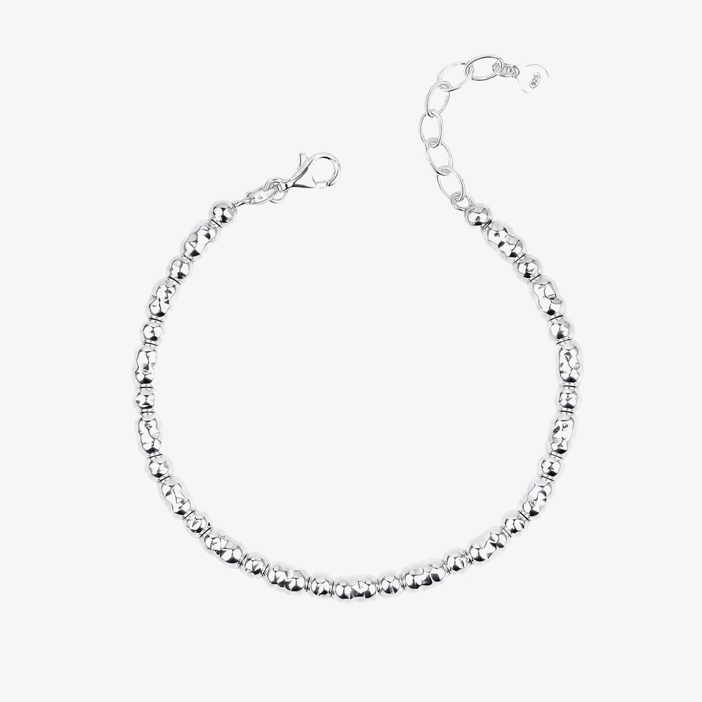 Fashionista Silver Sterling Silver Popcorn Textured Beaded Bracelet B5673