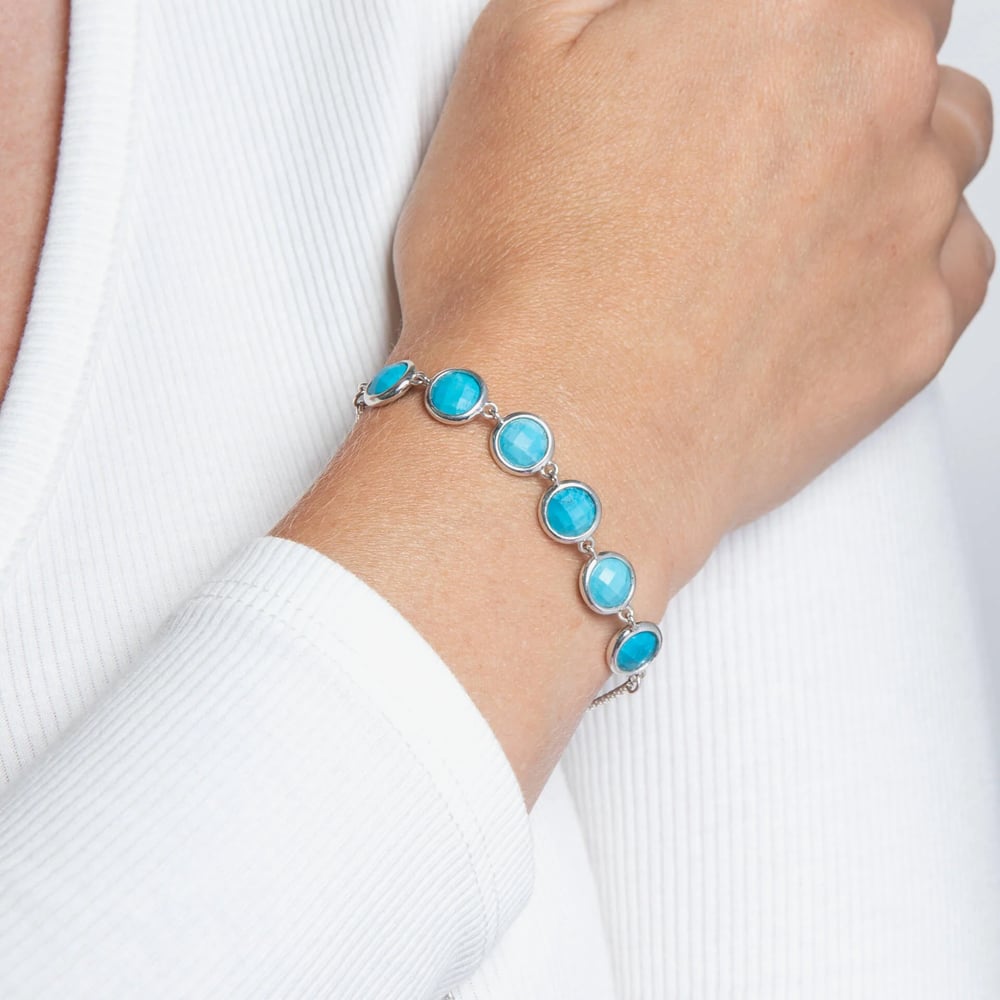 Fashionista Silver Sterling Silver Blue Magnesite Toggle Bracelet B5663T