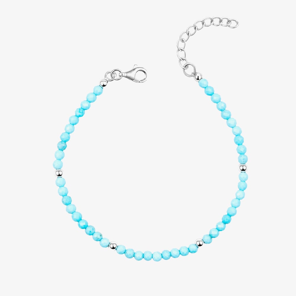 Fashionista Silver Sterling Silver Blue Magnesite Beaded Bracelet B5669T