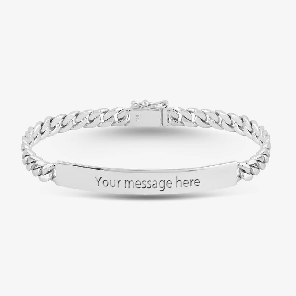 Engravables- Silver 7.5 Inch Curb ID Bracelet BR-3207-7.5