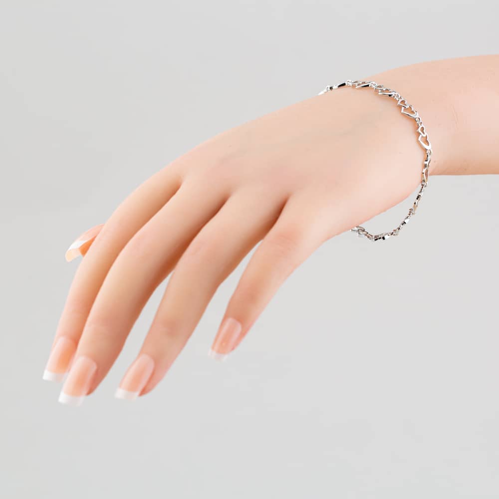 Sterling Silver Open Heart 7.5 Inch Bracelet B613528