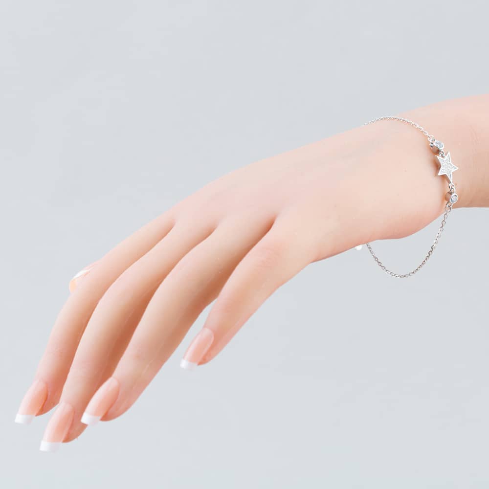 Silver Clear Pave Star Bracelet B614608