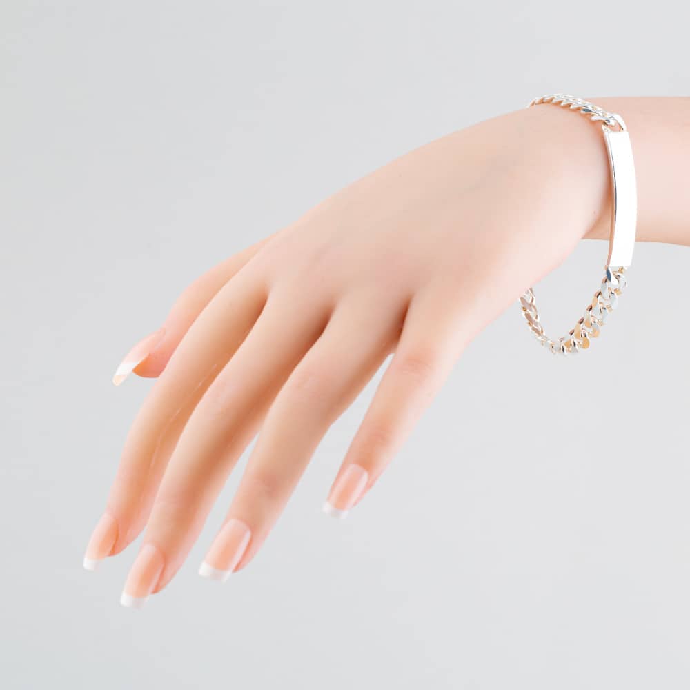 Silver 7.6mm Curb ID 8.5 Inch Bracelet 8.29.4344
