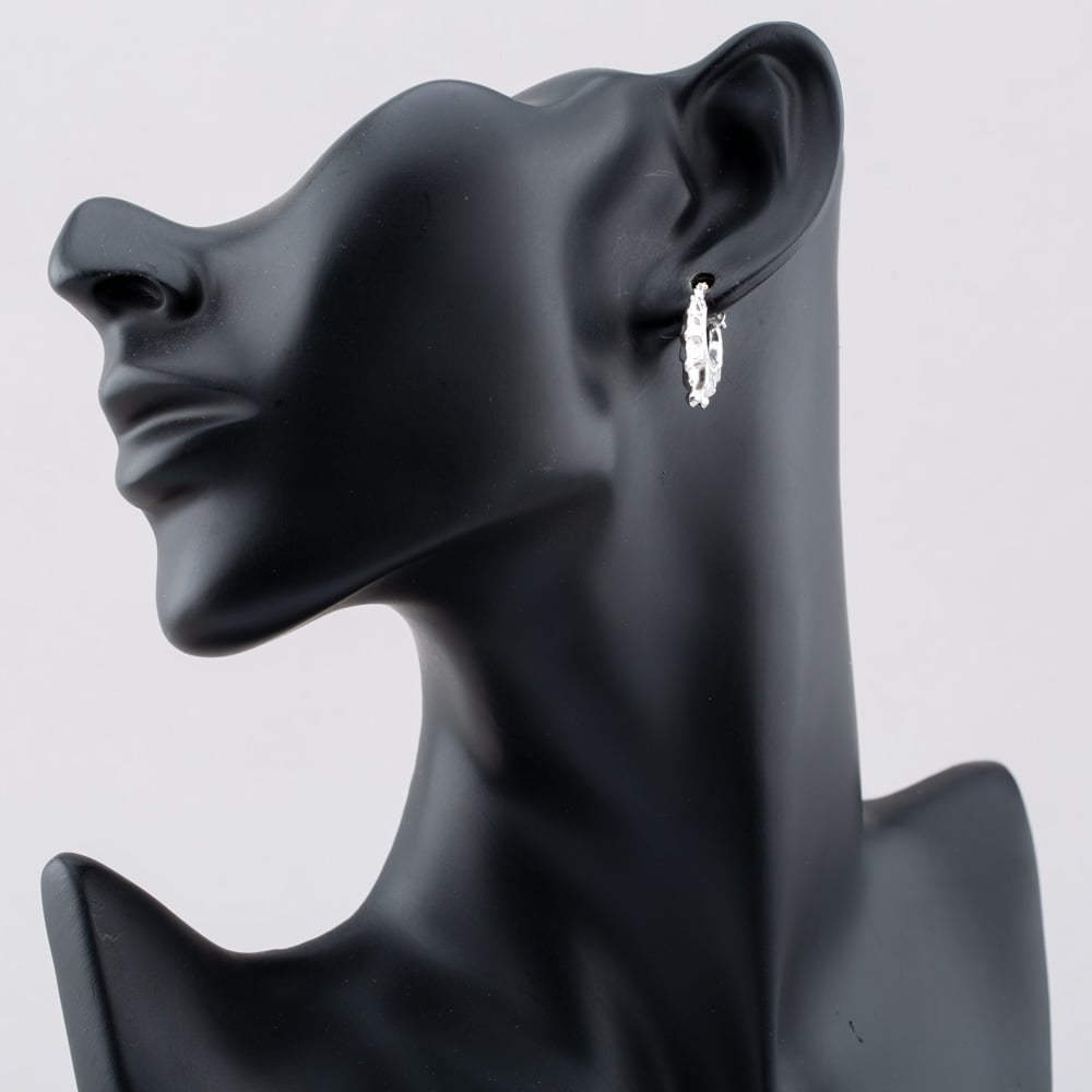 Sterling Silver Fancy Patterned Creole Hoop Earrings S3003