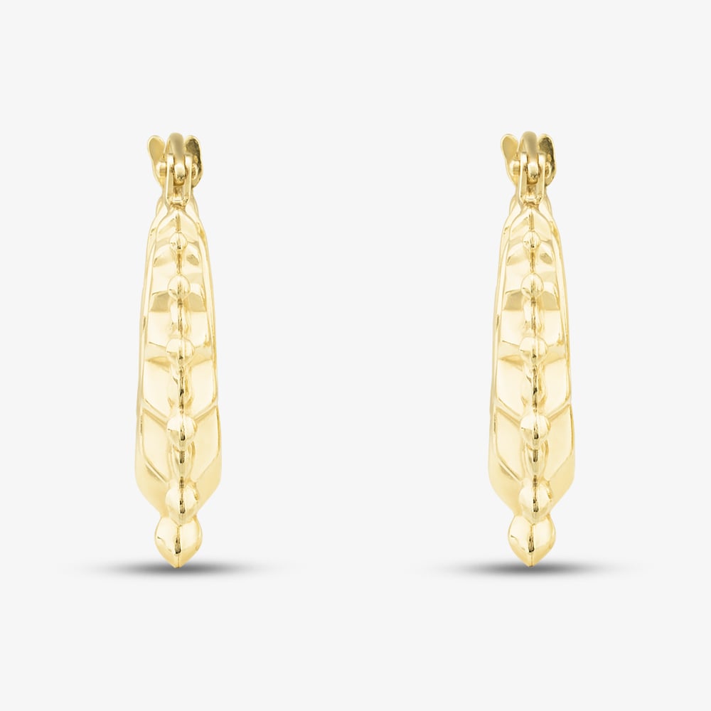Silver Gold Plated Fancy Patterned Creole Hoop Earrings S3004