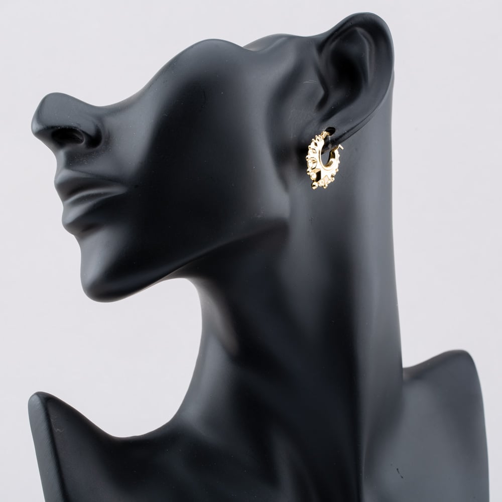 Silver Gold Plated Fancy Patterned Creole Hoop Earrings S3004
