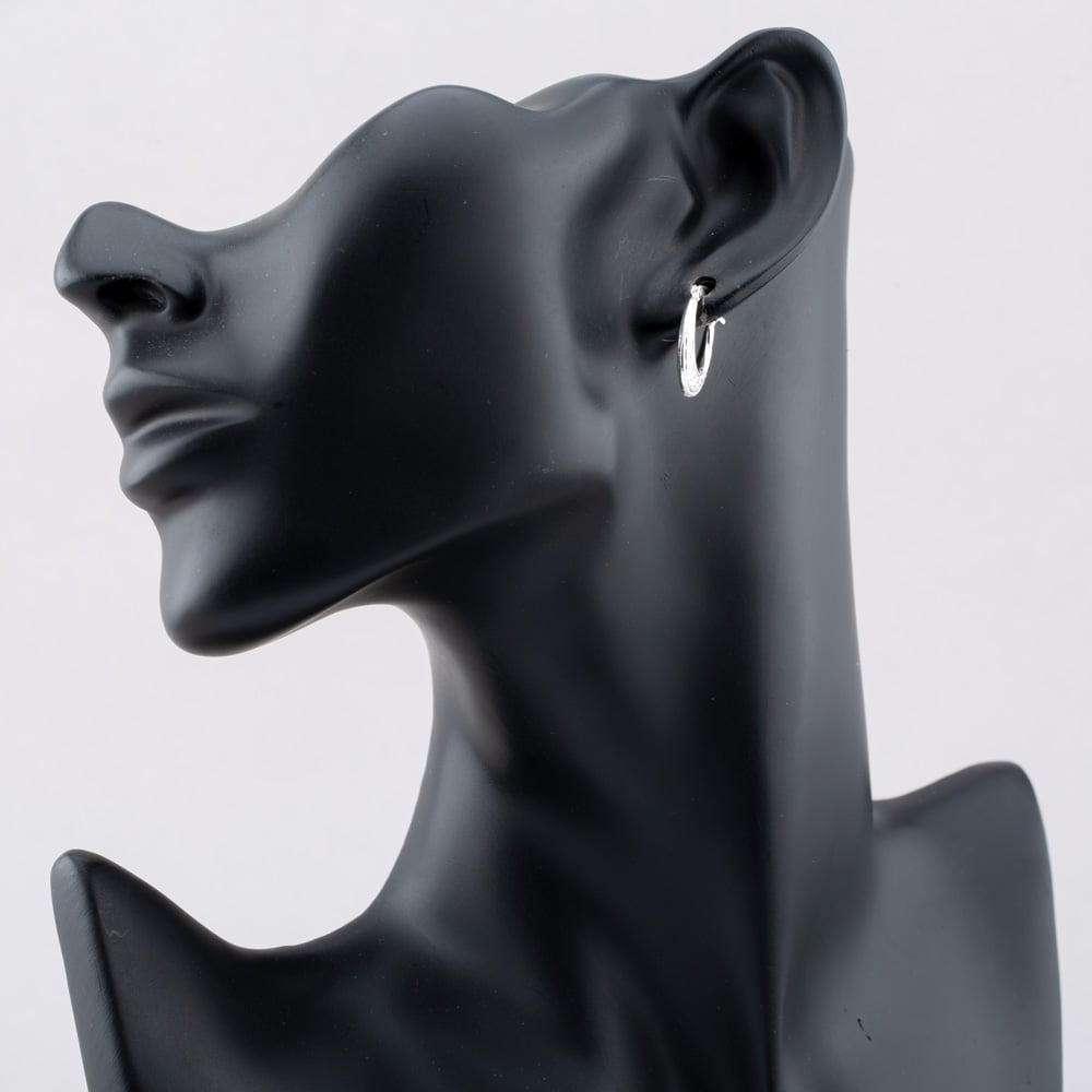 Sterling Silver Oval Patterned Creole Hoop Earrings S3041