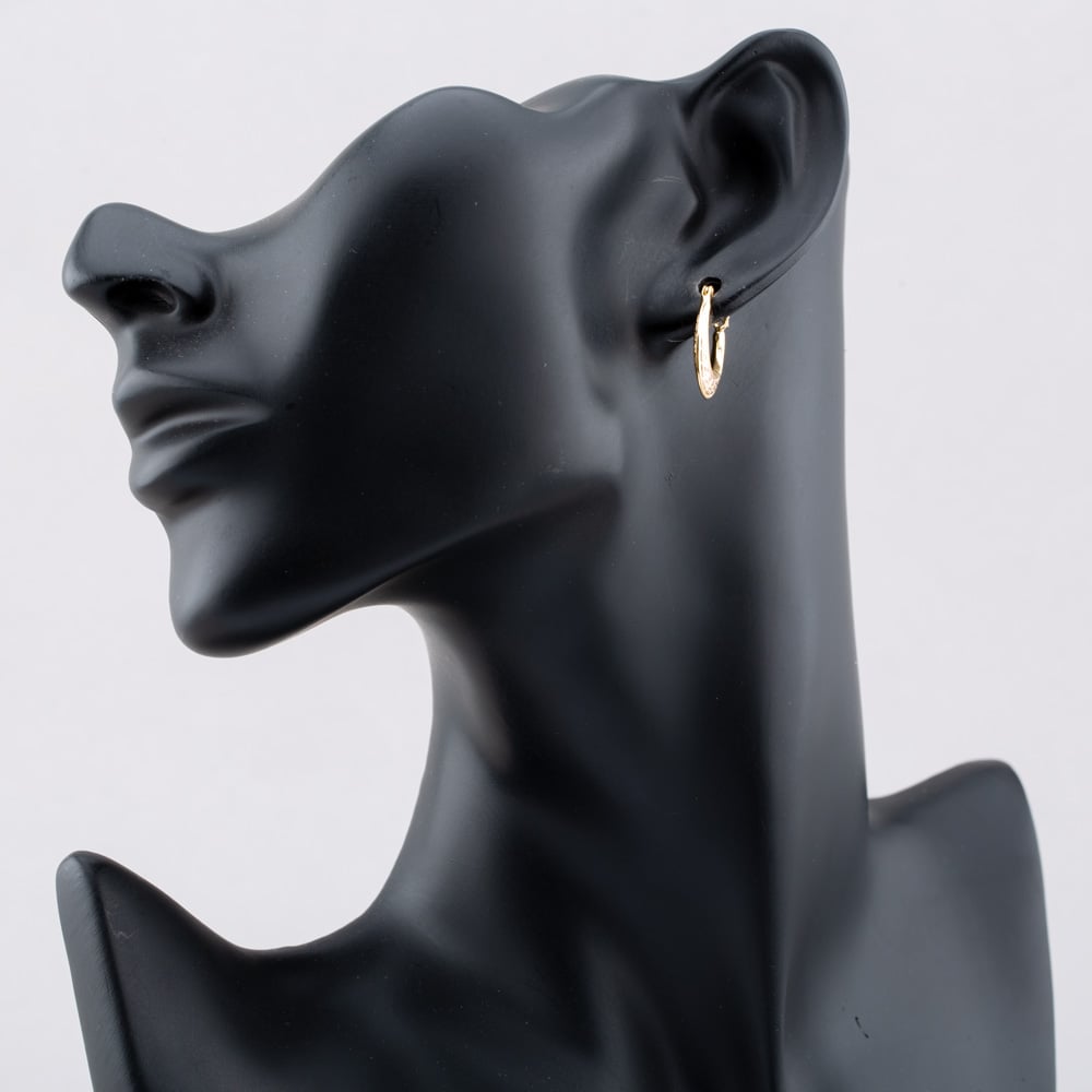 Silver Gold Plated Oval Patterned Creole Hoop Earrings S3042