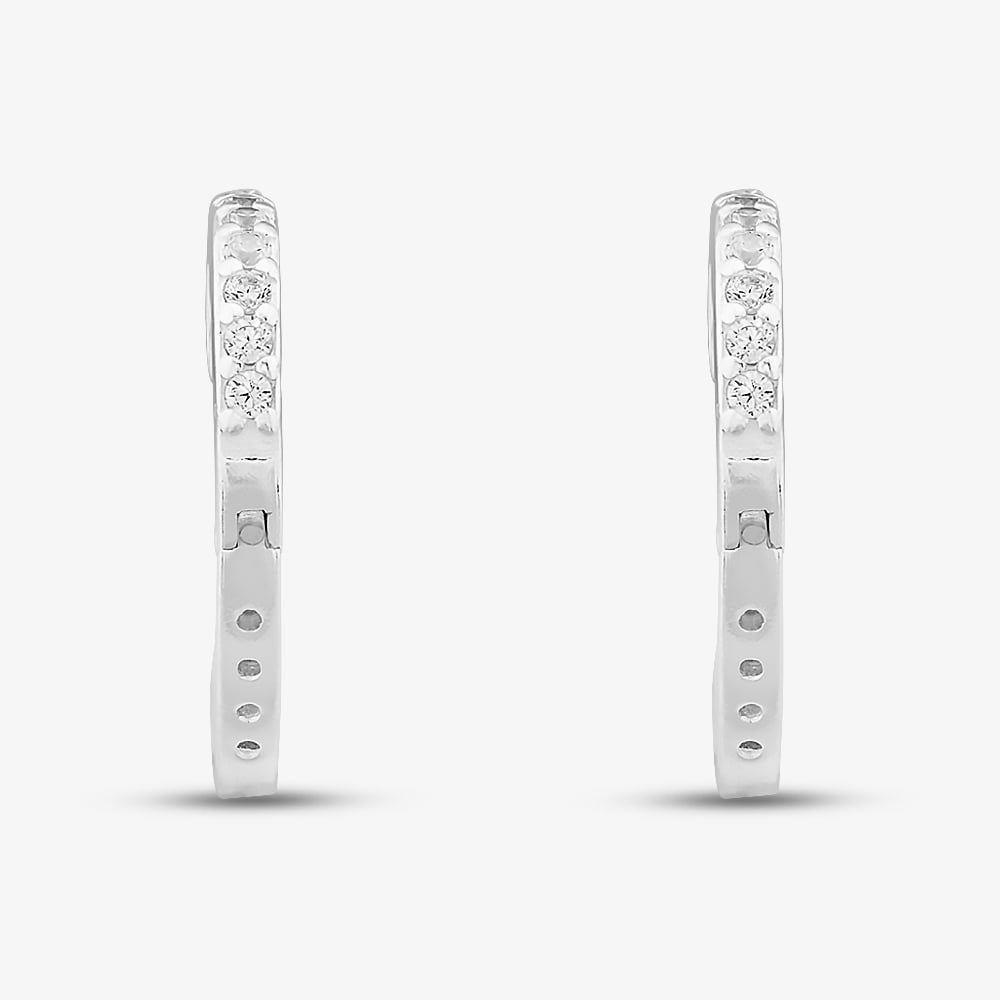 Sterling Silver Cubic Zirconia Heart Huggie Hoop Earrings S4198