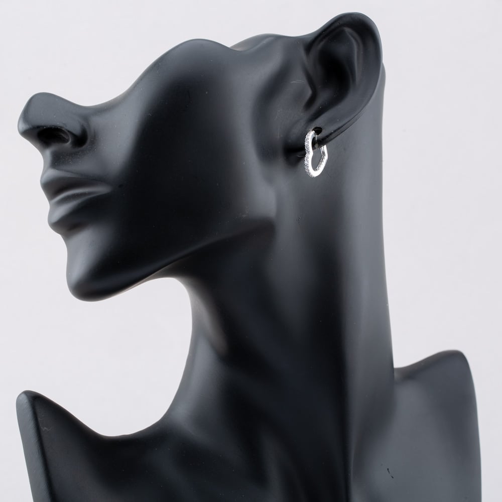 Sterling Silver Cubic Zirconia Heart Huggie Hoop Earrings S4198