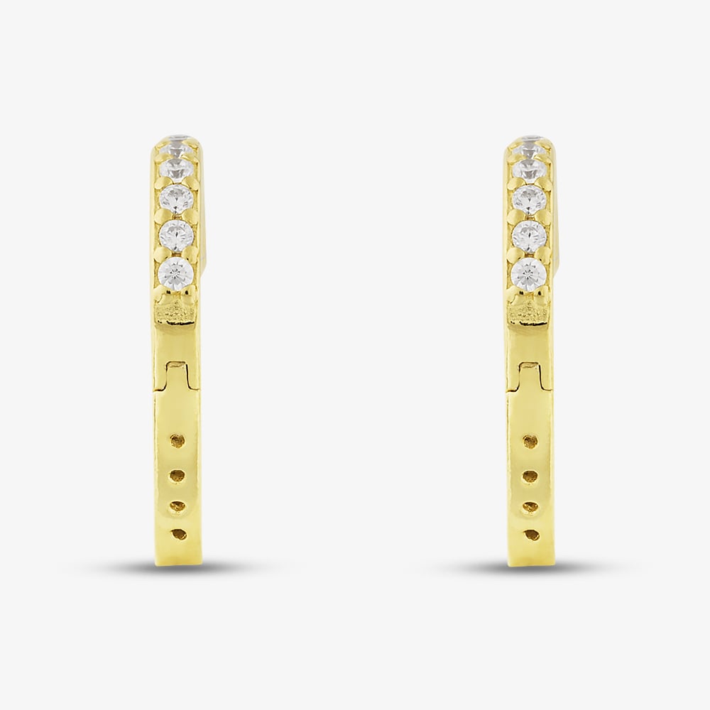 Silver Gold Plated Cubic Zirconia Heart Huggie Hoop Earrings S4199