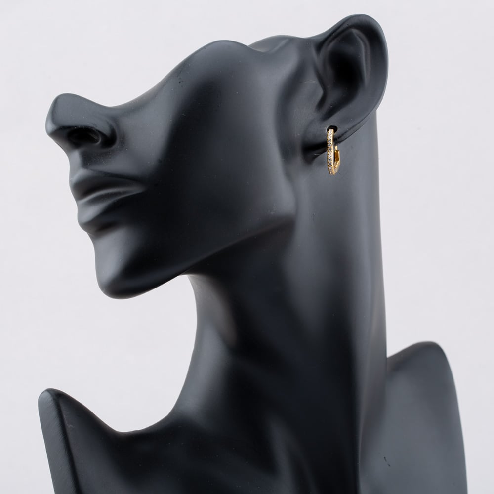 Silver Gold Plated Cubic Zirconia Heart Huggie Hoop Earrings S4199