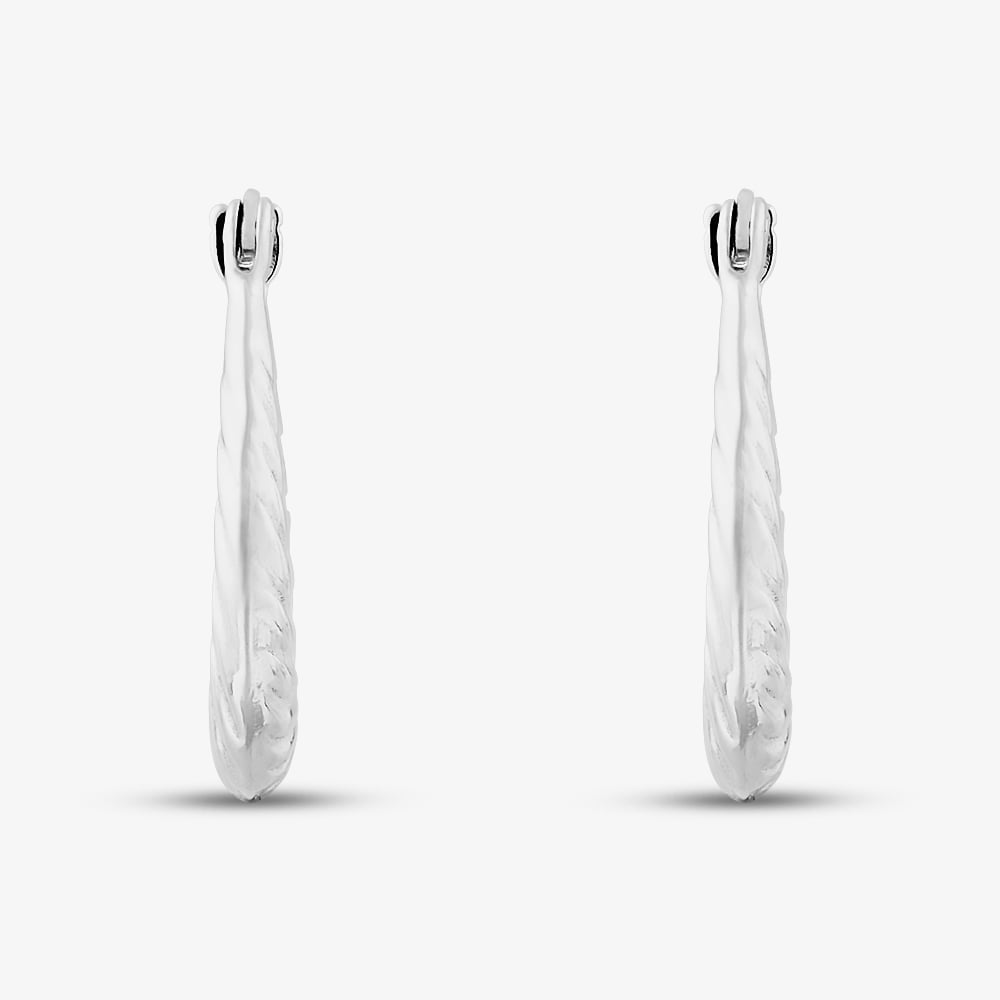 Sterling Silver Twist Patterned Oval Creole Hoop Earrings S3099