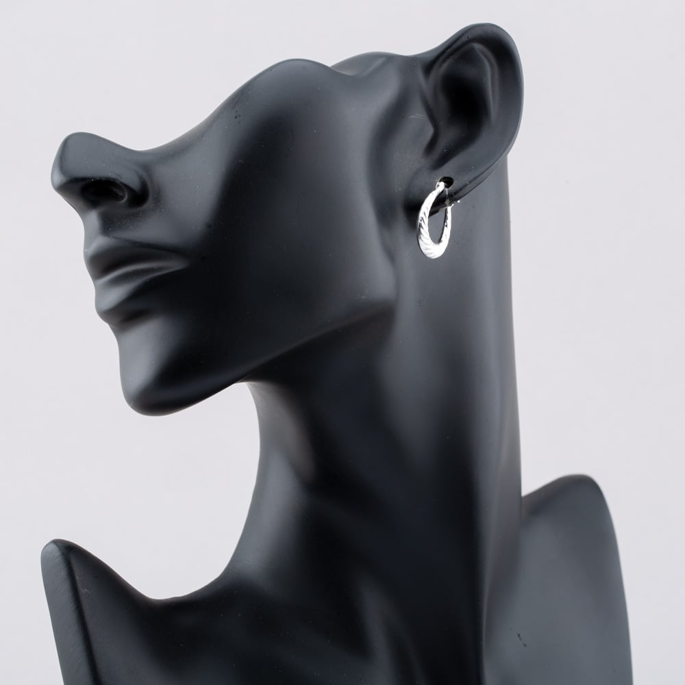 Sterling Silver Twist Patterned Oval Creole Hoop Earrings S3099