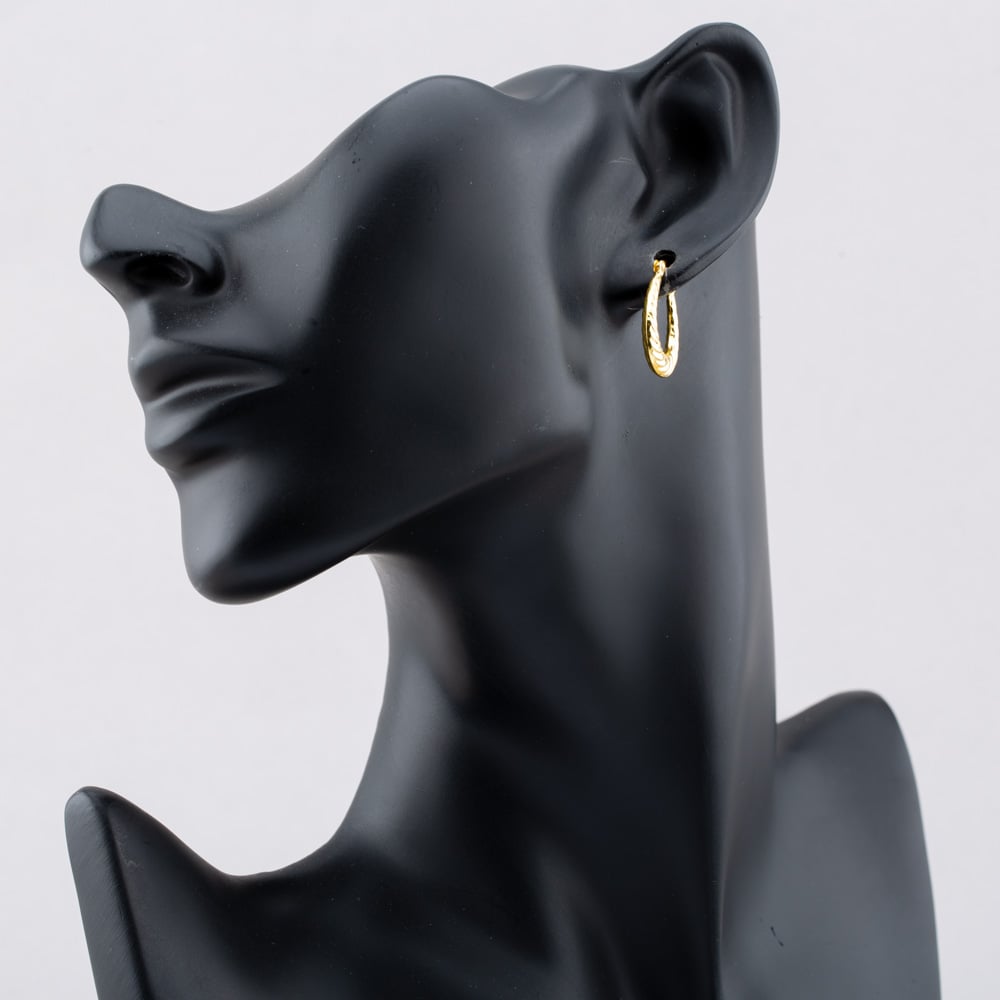 Silver Gold Plated Twist Patterned Oval Creole Hoop Earrings S3100