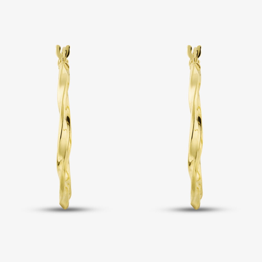 Silver Gold Plated 30mm Twist Hoop Earrings S3461