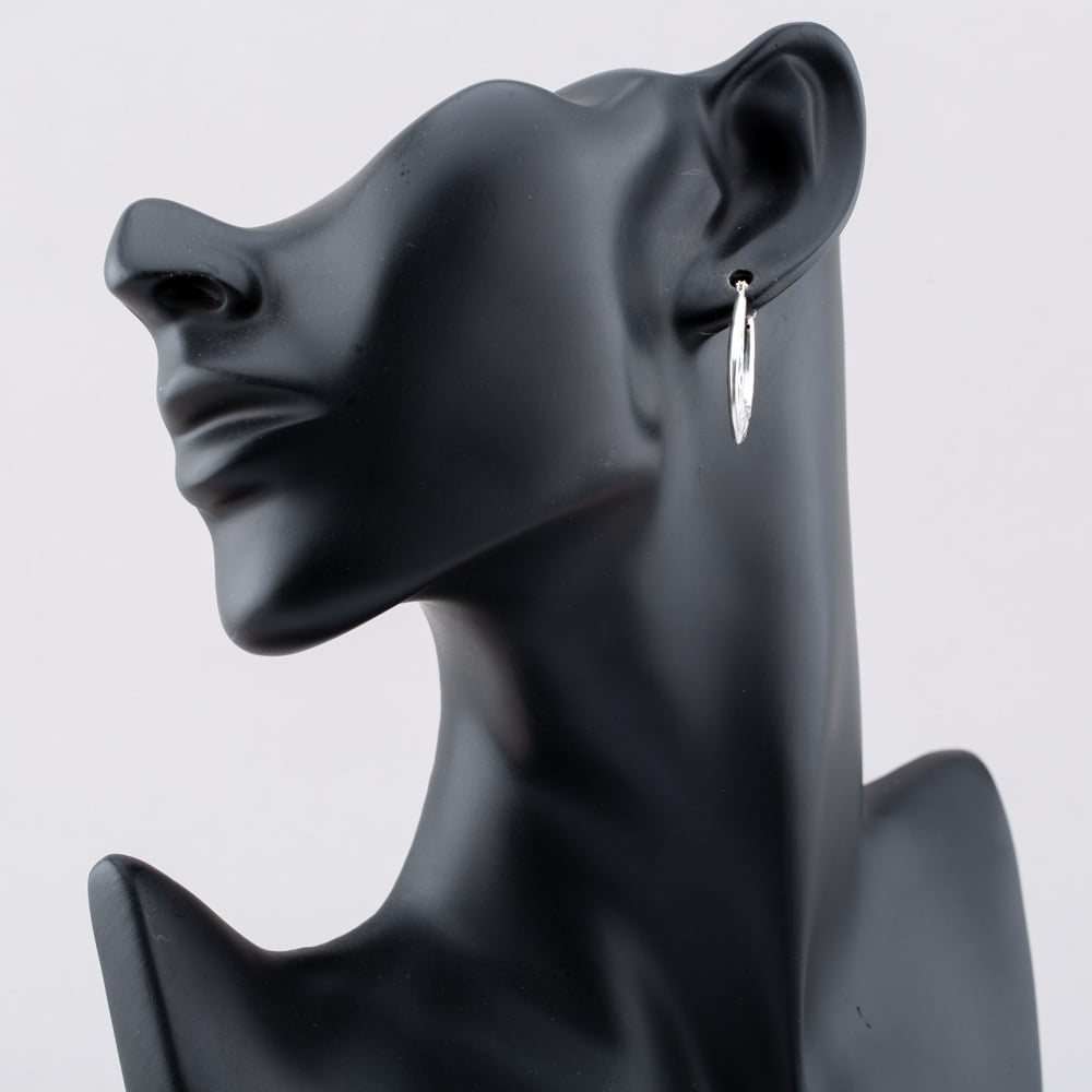 Sterling Silver Oval Patterned Creole Hoop Earrings S3019