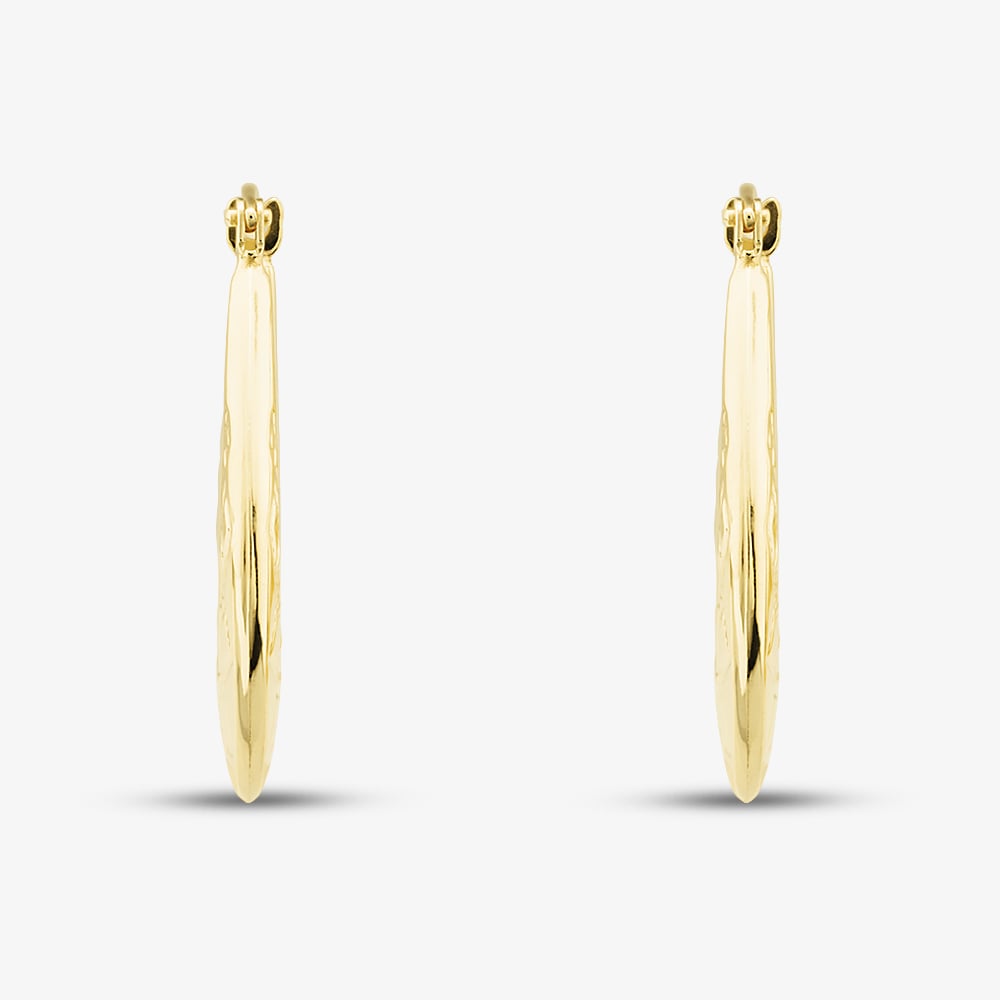 Silver Gold Plated Oval Patterned Creole Hoop Earrings S3020
