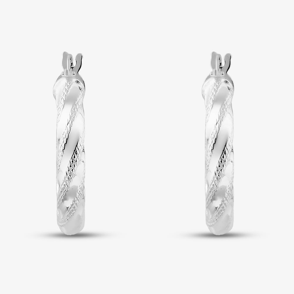 Sterling Silver 22mm Twist Hoop Earrings S3436