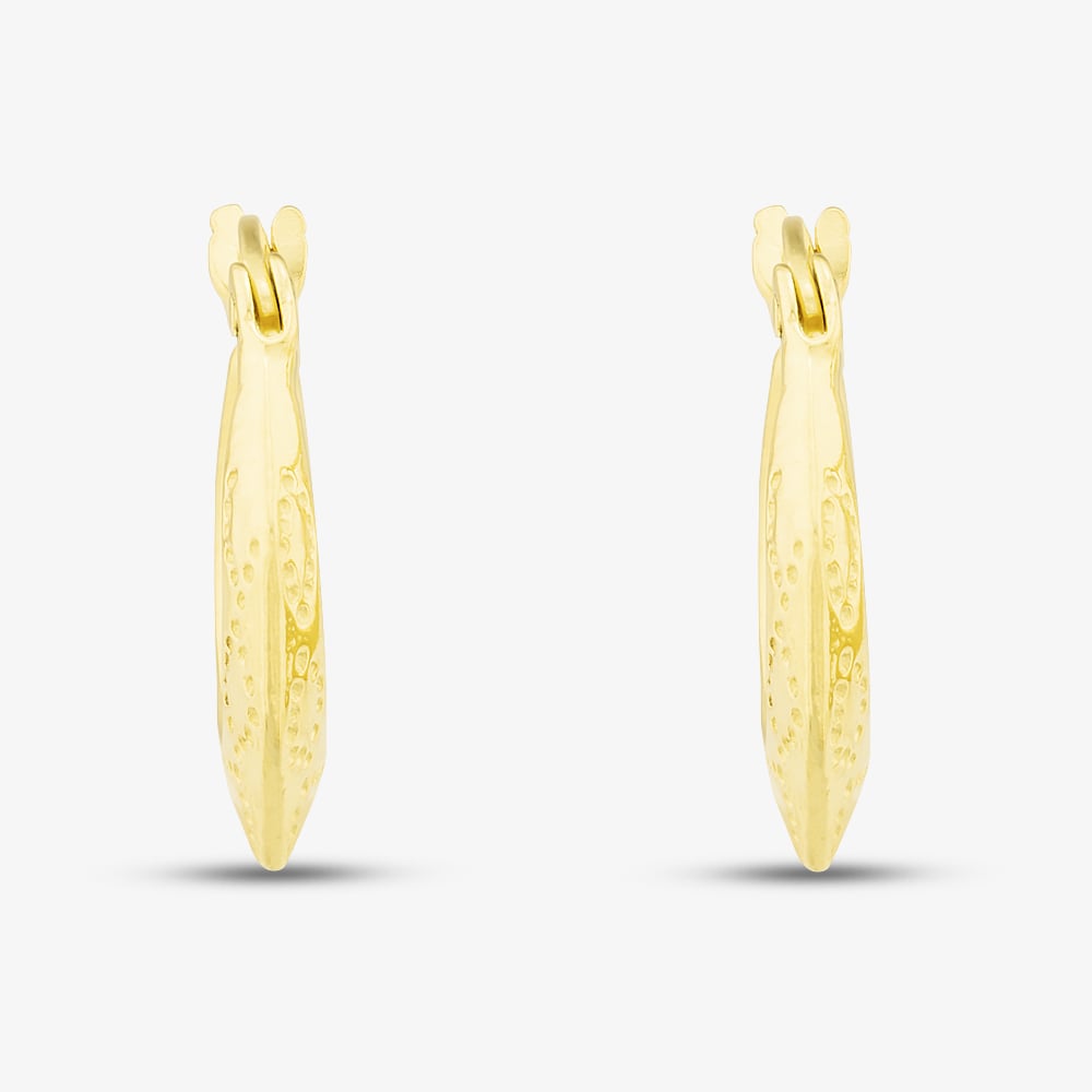 Silver Gold Plated Hexagon Patterned Creole Hoop Earrings S3040