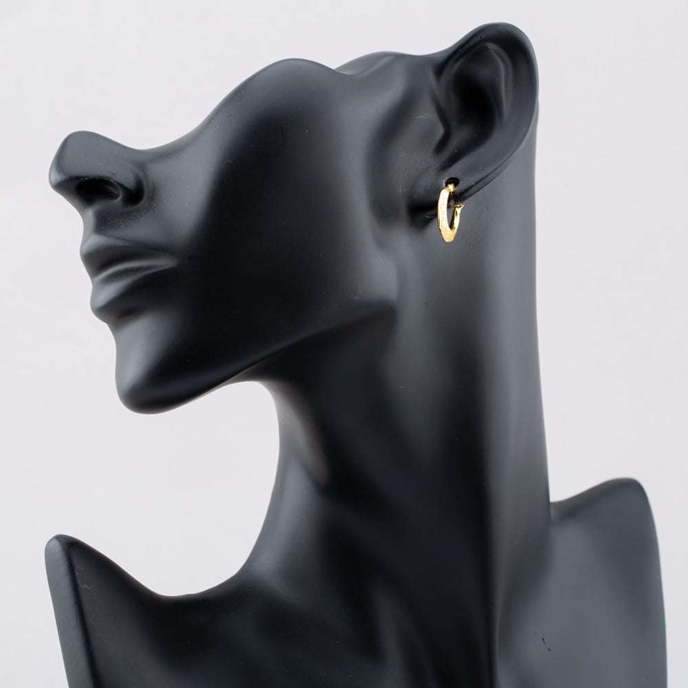 Silver Gold Plated Hexagon Patterned Creole Hoop Earrings S3040