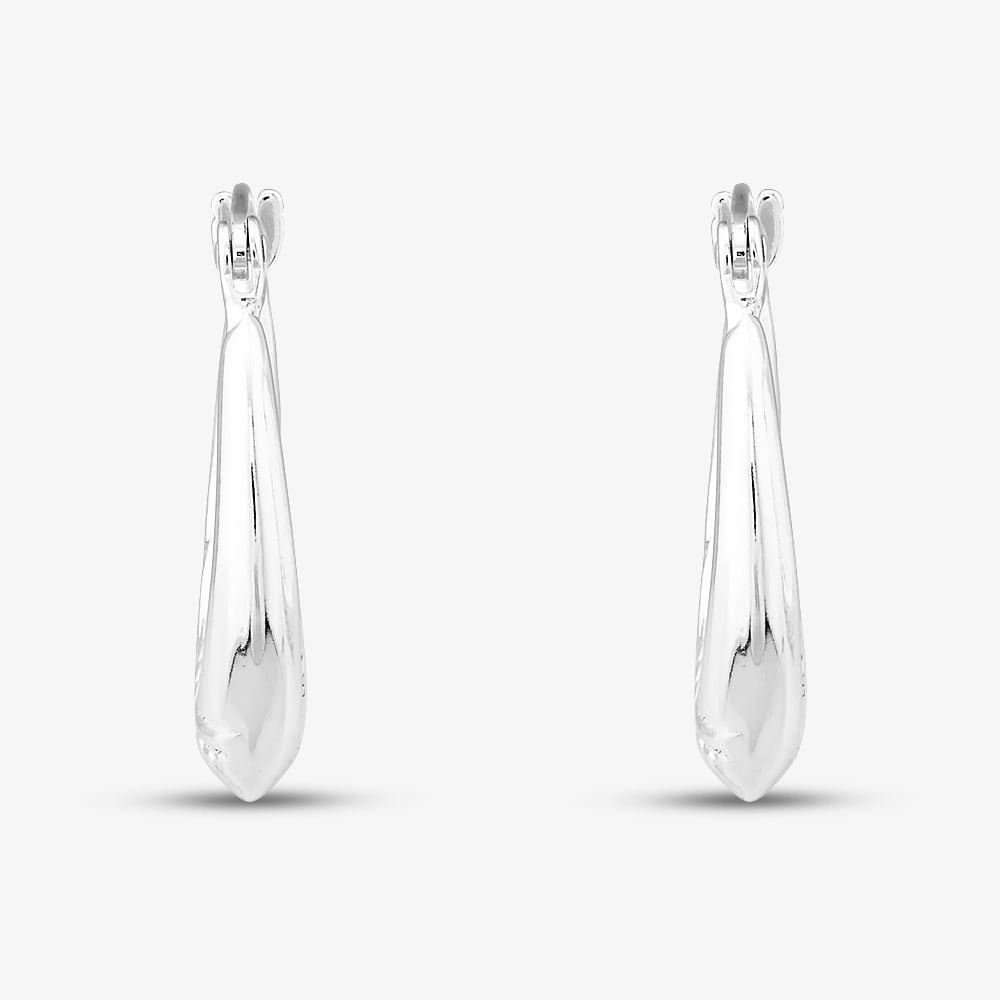 Sterling Silver Oval Creole Hoop Earrings S3037