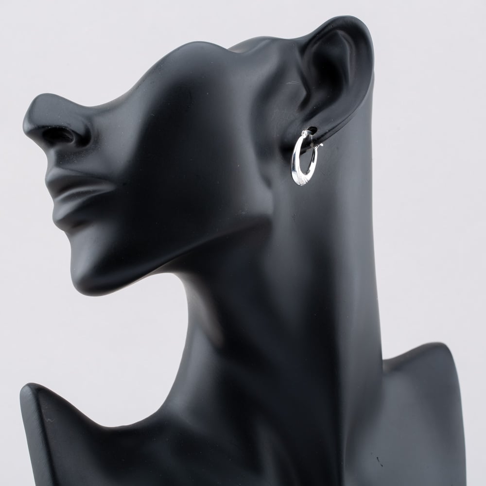 Sterling Silver Oval Creole Hoop Earrings S3037