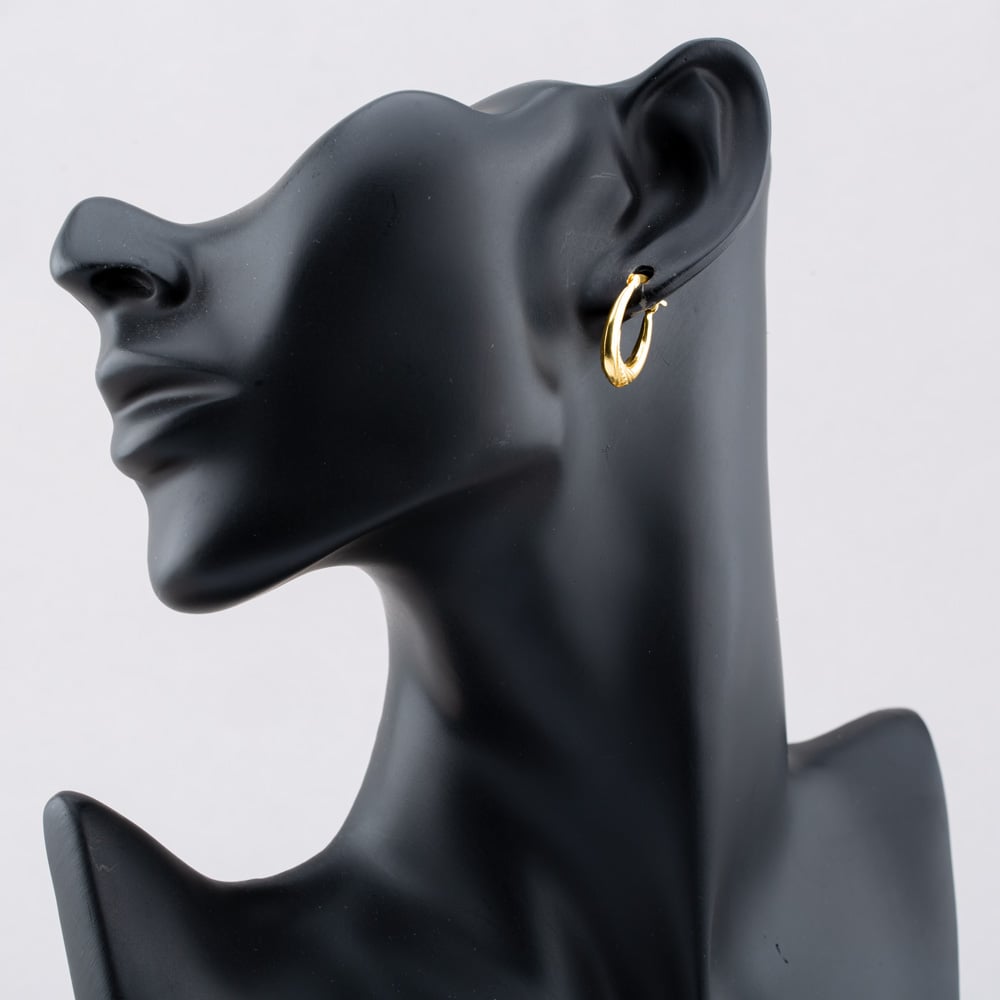 Silver Gold Plated Oval Creole Hoop Earrings S3038