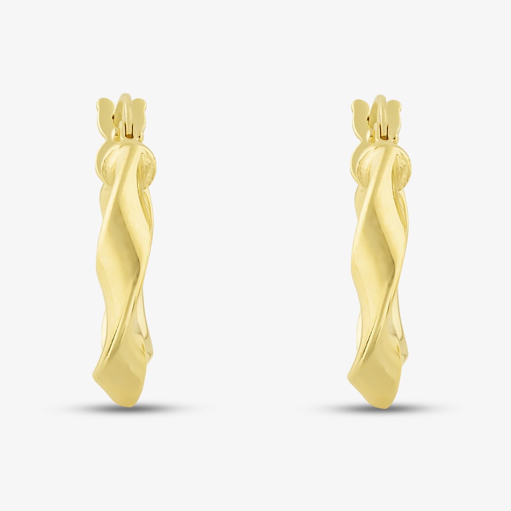 Silver Gold Plated 16mm Twisted Hoop Earrings S3375