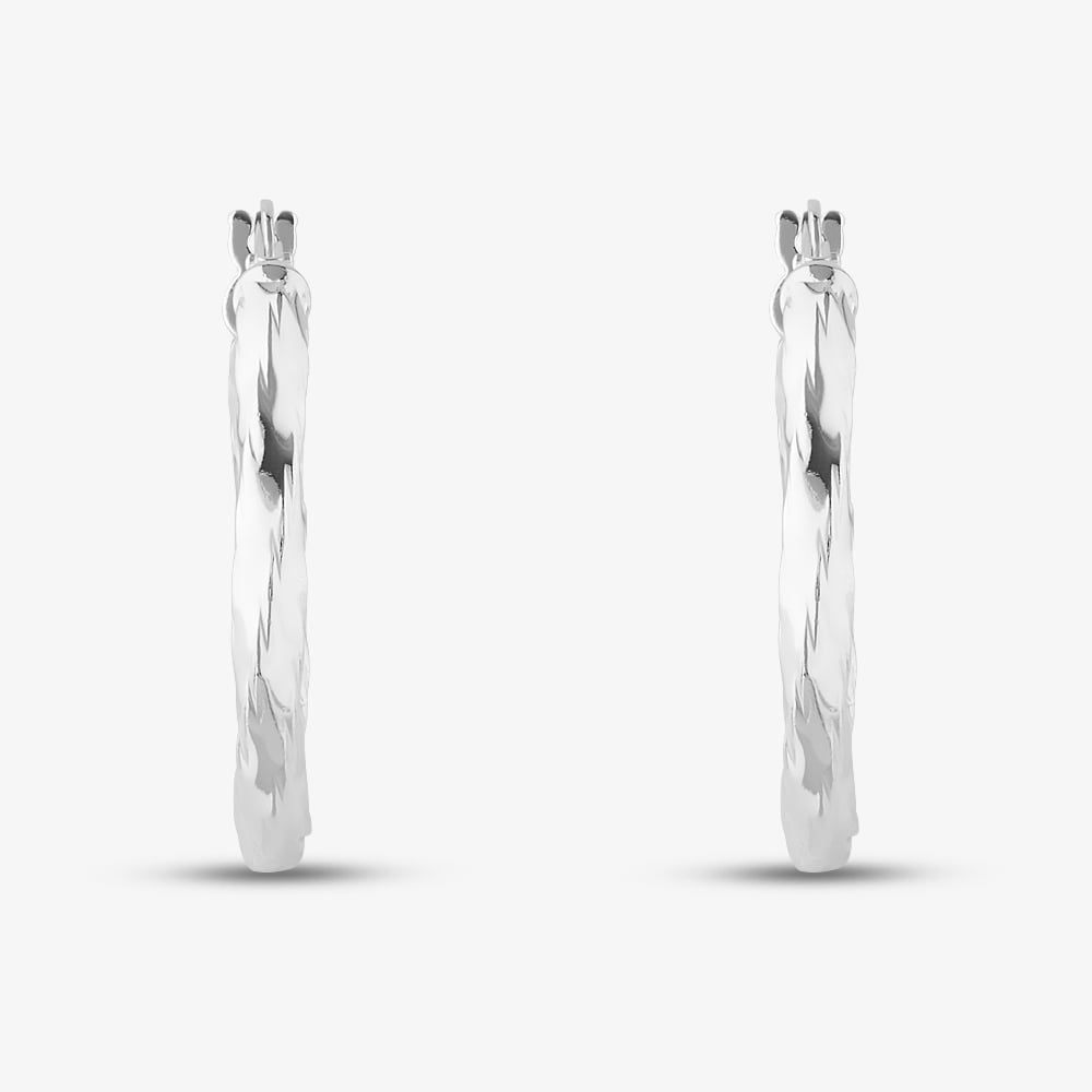 Sterling Silver 25mm Diamond Cut Hoop Earrings S3448